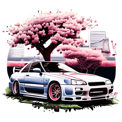 Japanese Nissan GTR R34 Sports Car with Cherry Blossom Background ...
