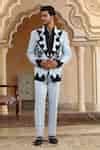 Buy Blue Applique, Zari Lily Dual Tone Suit Set For Men by Kudrat ...