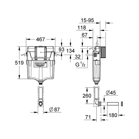 Grohe Concealed Wall Mounted Cistern Without Frame 38987000 - White ...