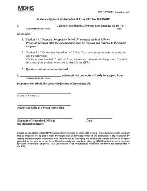 Fillable Online RFP DATS2017, Amendment #1 Fax Email Print - pdfFiller