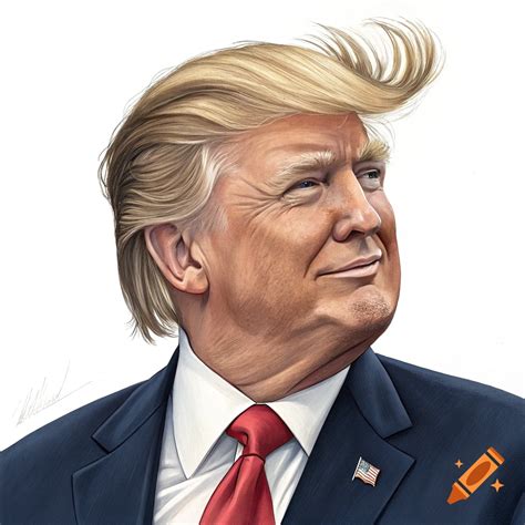 A caricature of Donald Trump in a suit and red tie on Craiyon