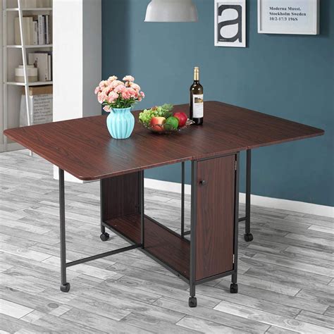 Buy SYNGAR Movable Dining Table on Wheels, Folding Dining Table with ...