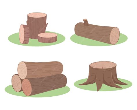 Premium Vector | Log vector clip art set