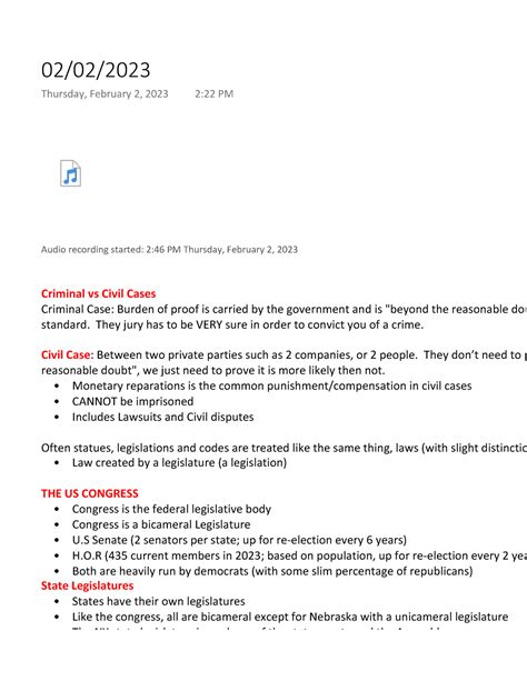 Criminal VS Civil Cases - Audio 1 Audio recording started: 2:46 PM ...