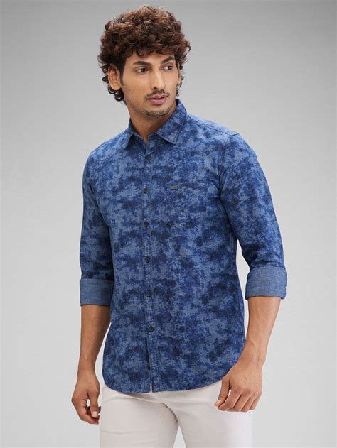 Parx Blue Printed Slim Fit Cotton Casual Shirt – MyRaymond
