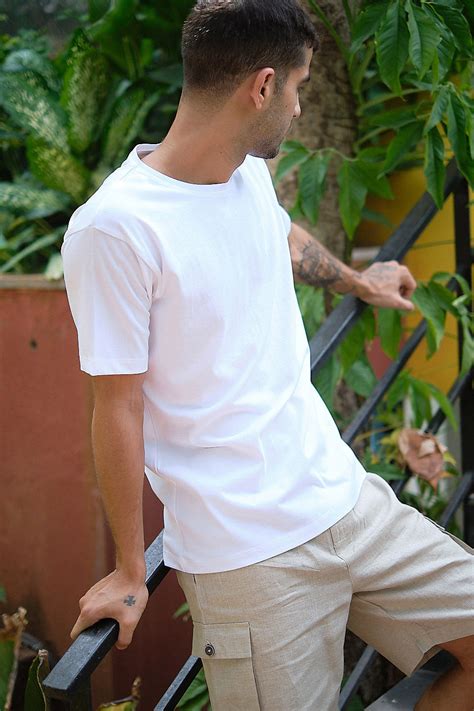 Men's T-shirt- Explore Pima Crew Tshirt Cloud White