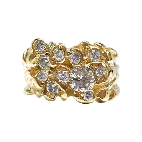 Yellow Gold Diamond Nugget Ring - Gem