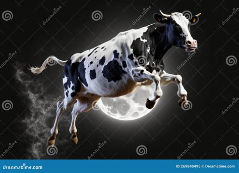Cow Jumping Over the Moon Generative AI Stock Illustration ...
