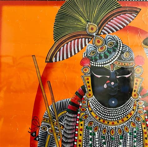 Shrinathji 2 : Jewel Coloured Pichwai Print ( 26" , framed ) — Khojcrafts