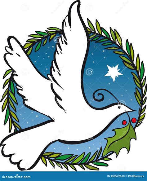 Flying Christmas Dove of Peace Stock Vector - Illustration of ...