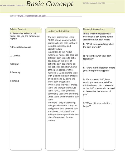 Pqrst Pain Assessment
