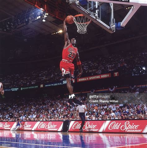 NBA Playoffs, Chicago Bulls Michael Jordan in action, making dunk vs ...