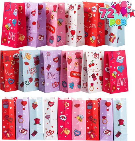 Amazon.com: BLUE PANDA 36 Pack Rainbow Heart Valentine Party Favor Bags ...