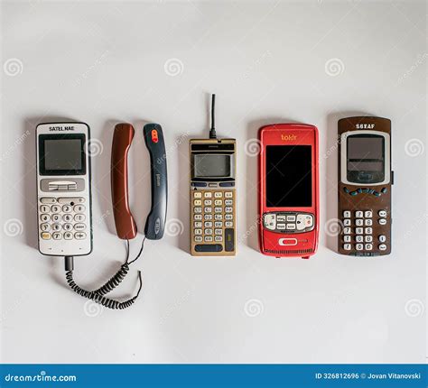 Evolution of Cell Phones from Past To Present on White Background Stock ...