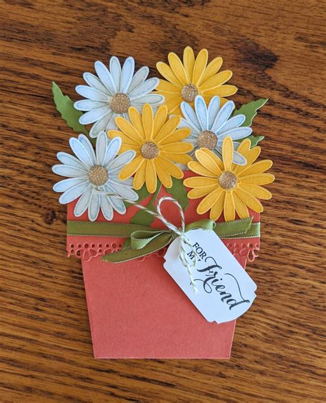 Flower Pot Card Handmade Birthday Card Birthday Daisy Card Birthday ...
