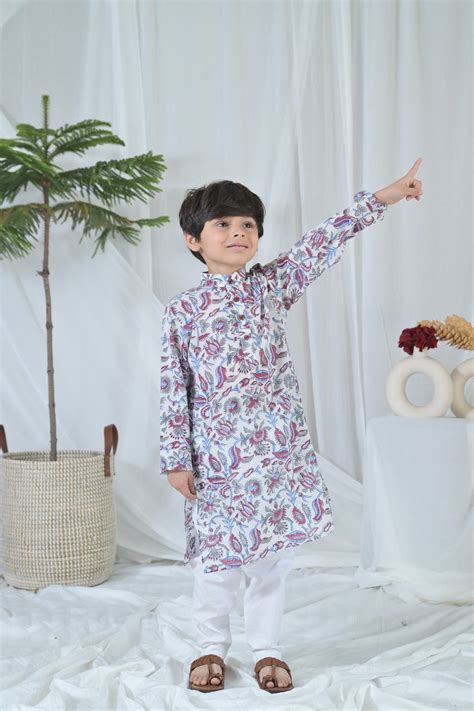 Peppy White Leafy Kurta Set (2pc) (0-12 Yrs) – MOMZJOY.COM