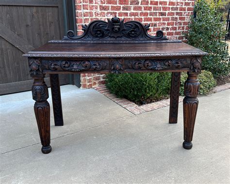 Antique French Table Hall Entry Console Sofa Table Two Drawers Oak C ...