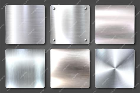 Premium Vector | Realistic brushed metal textures set polished ...