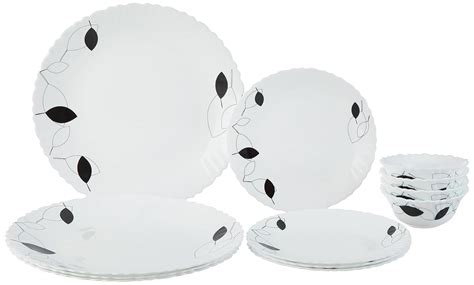 Larah by Borosil Shadow Fluted Series Opalware Dinner Set | 12 Pieces ...