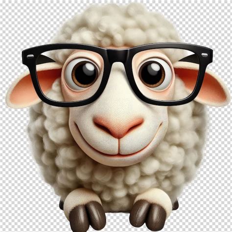 A sheep wearing glasses with a black rim and a black rim | Premium AI ...