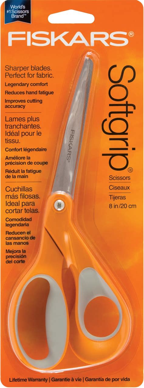Fiskars 01-009881 8-Inch Softgrip Bent Handle Craft Scissor, Orange ...