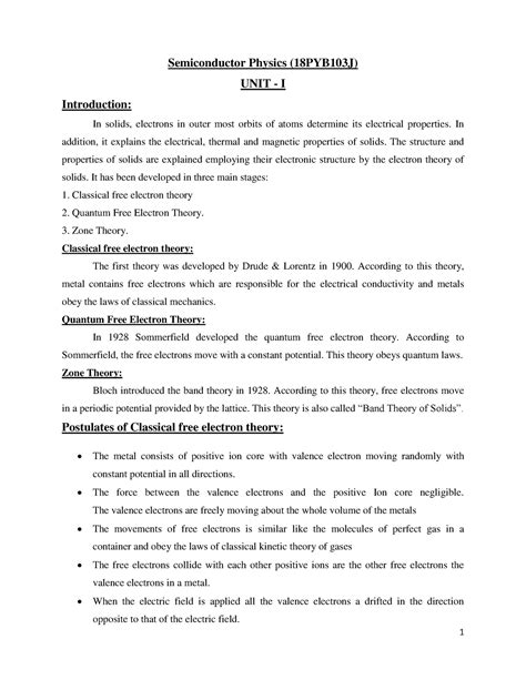 MODULE-1 SEMICONDUCTOR PHY - 1 SRM Institute of Science and Technology ...