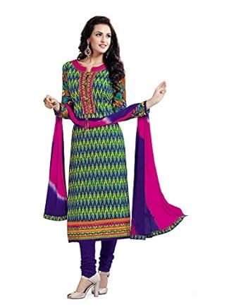 Buy DivyaEmporio Women's Faux Cotton Multi-Coloured Dress Material at ...