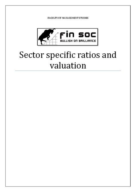 Sector Specific Ratios and Valuation - FACULTY OF MANAGEMENT STUDIES ...