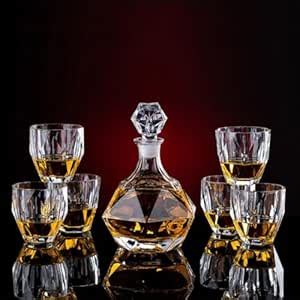 FALKOR Luxury Glassware - Hathor Decanter Set with 6 Glass Set ...