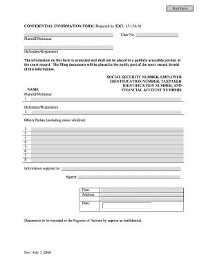 CONFIDENTIAL INFORMATION FORM - UJS Home - Ujs Sd - Fill and Sign ...