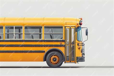 Stylish Side View of a Yellow School Bus on Isolated White Background ...