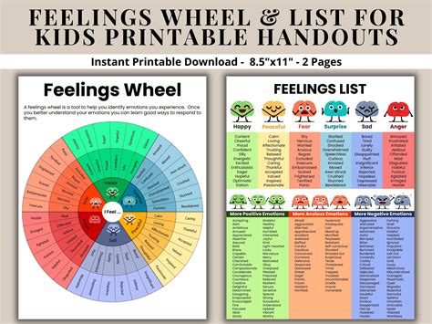 Emotions Wheel Printable - Printable Board Games