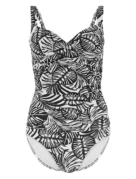 Buy Tummy Control Monochrome Plunge Swimsuit at Marks & Spencer