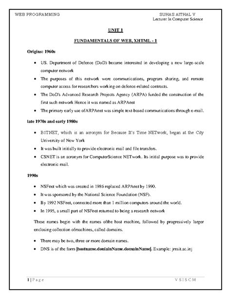 CS101 Web Programming Lecture Notes: HTML and XHTML Fundamentals - Studocu