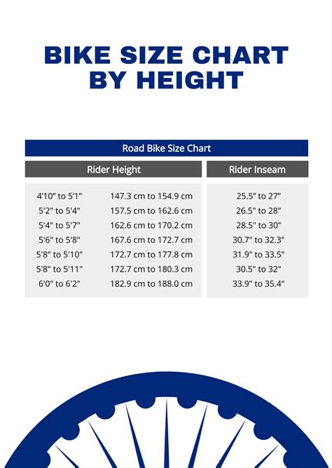 Free Bike Size Chart By Height Template to Edit Online