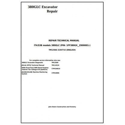 John Deere 380GLC Excavator Pdf Technical Repair Service Manual TM1256
