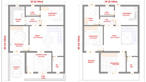 30x40 Floor Plan | 5Bhk Duplex Home Plan North Facing - Home CAD 3D