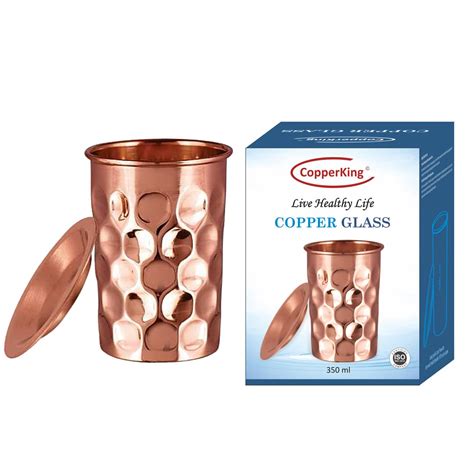 Buy CopperKing Diamond Design Copper Water Tumbler Glass 350ML with ...