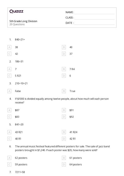 Image result for 5th Grade Math Worksheets Printable Long Division