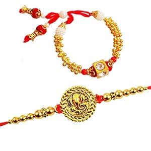 Buy Forty Wings Set Of 2 Gold Plated Bhaiya Bhabhi Couple Pair Rakhi ...