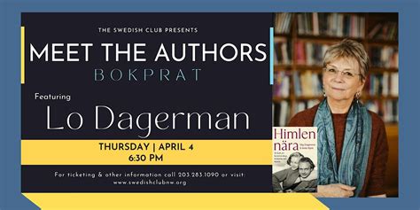 Meet The Authors (Bokprat) with Lo Dagerman, Swedish Club, Seattle, 4 ...