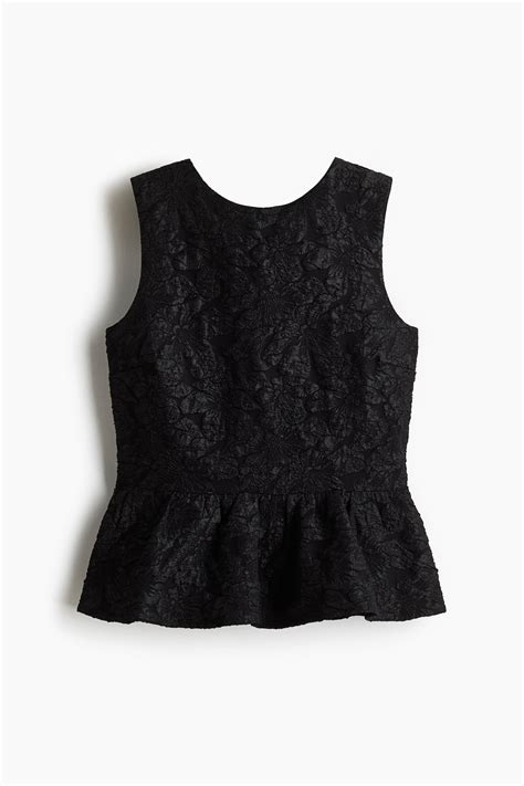 Bow-detail peplum top - Black - Ladies | H&M IN