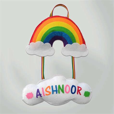 Buy Personalized Handmade Rainbow Felt Name Plate Online On Zwende