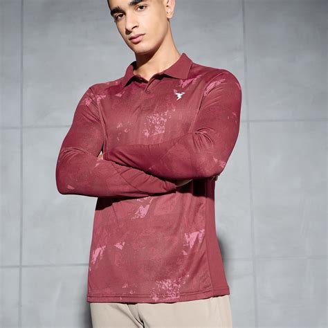 Men Printed Slim Fit Polo Sports T-shirt with TECHNOCOOL+