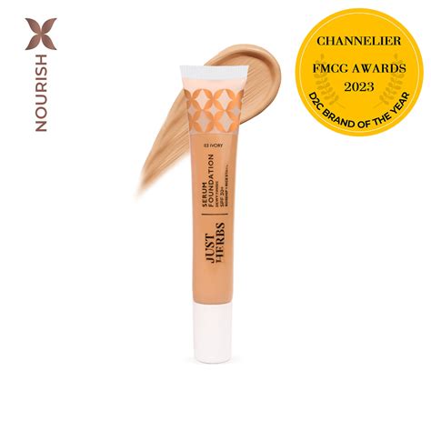 Just Herbs Serum Foundation Dewy Finish SPF30+ Tube with Rosehip and ...