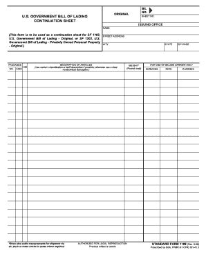 Fillable Online gsa US GOVERNMENT BILL OF LADING CONTINUATION SHEET Fax ...