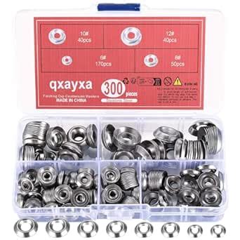 qxayxa 300 Pcs Stainless Steel Cup Countersunk Finish Washers Set - 6#8 ...