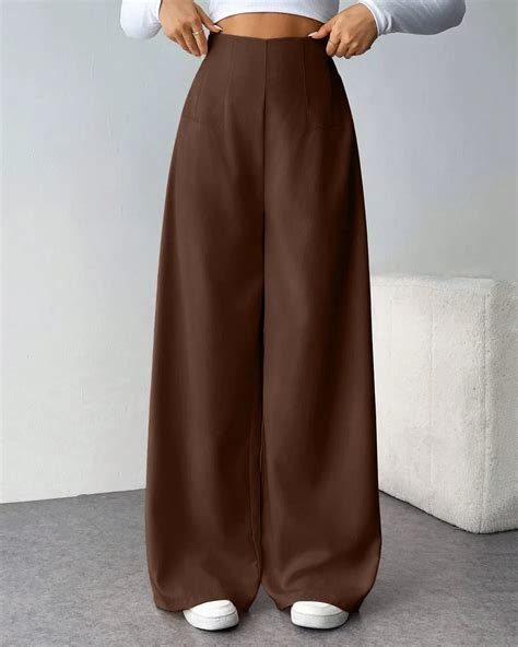 High-Rise Wide-Leg Casual Trousers – Littlebox India