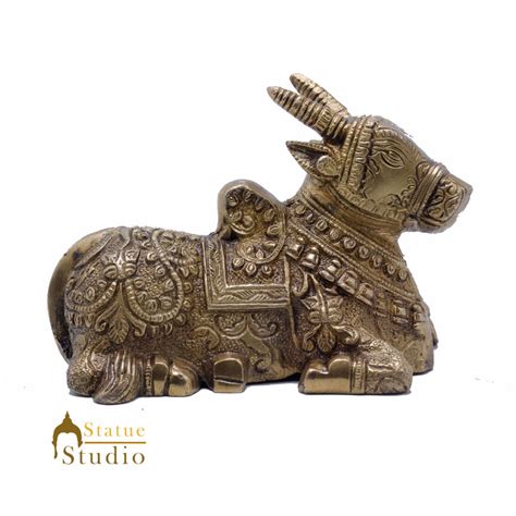 StatueStudio Indian Brass Holy Nandi Murti Home Temple Pooja Decor Idol ...