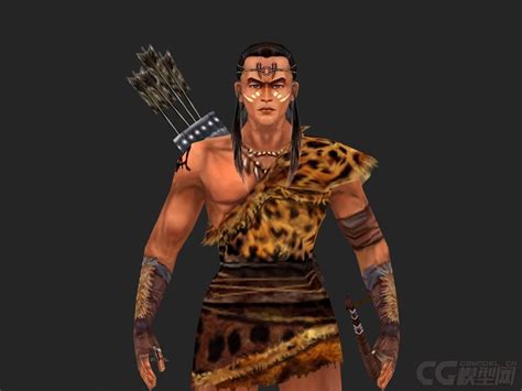印第安人猎人野人丛林猎手弓箭手原始部落族猎手射手-CG模型网（cgmodel)-让设计更有价值!